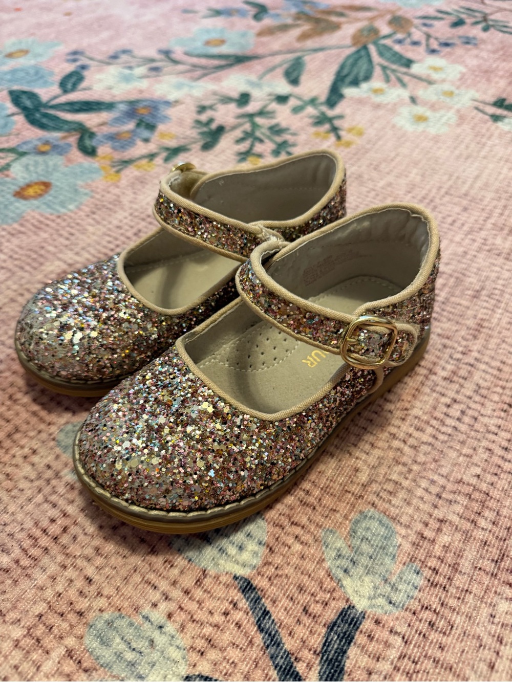 L'Amour Pink Multi Glitter Mary Jane Shoes